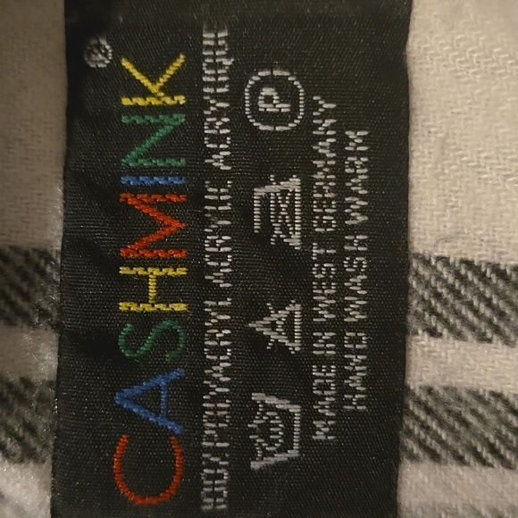 Vintage Marchall Field's Plaid Fringe Scarf in Black and White B1 - Picture 2 of 5